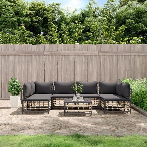 vidaXL Garden Lounge Set Anthracite Poly rattan Modular