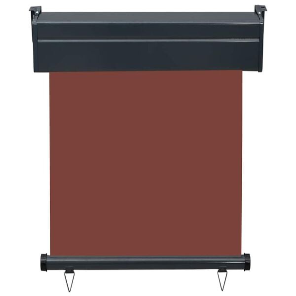 vidaXL Balcony Side Awning Brown Steel 25.6 x 98.4 in Retractable