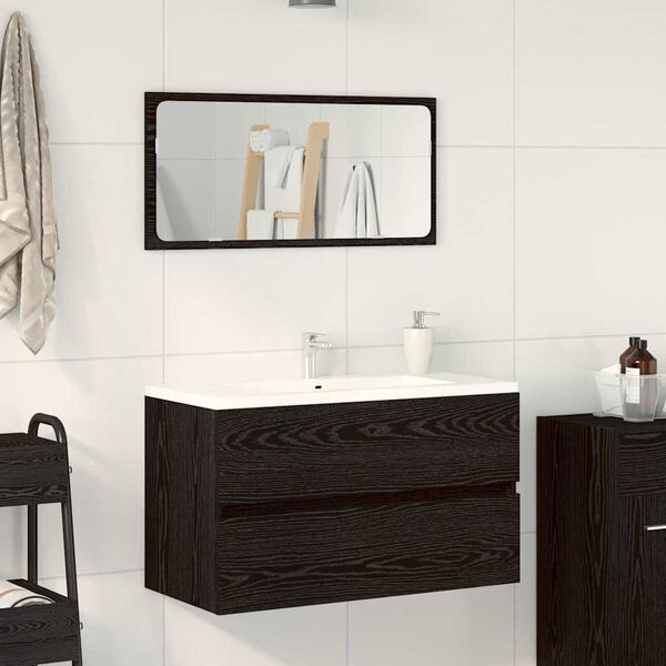 vidaXL Bathroom Furniture Set 2 pcs Black Oak Engineered wood