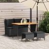 vidaXL 4 Piece Patio Dining Set with Cushions Black Poly Rattan