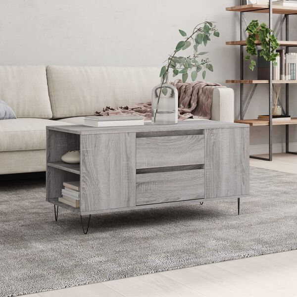 vidaXL Coffee Table Gray Sonoma Engineered wood, Metal Medium