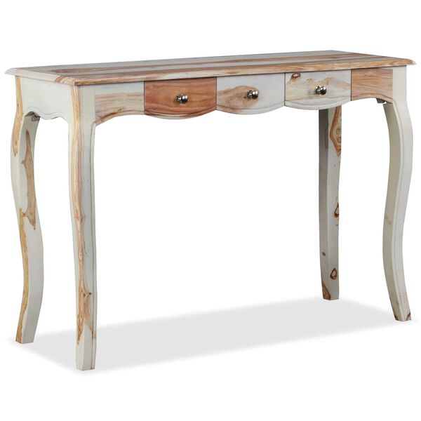 vidaXL Console Table Brown and white Solid Acacia wood