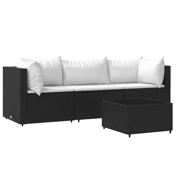 vidaXL Patio Lounge Set Black and White