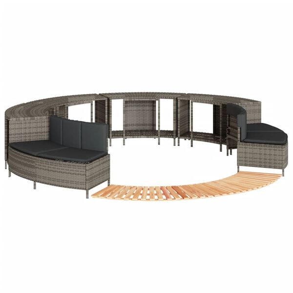 vidaXL Hot Tub Surround Grey PE rattan Medium Modular Hot Tub Surround