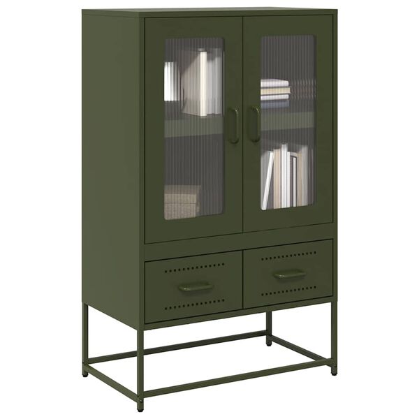 vidaXL Highboard Olive Green Cold-rolled Steel Tall Highboard