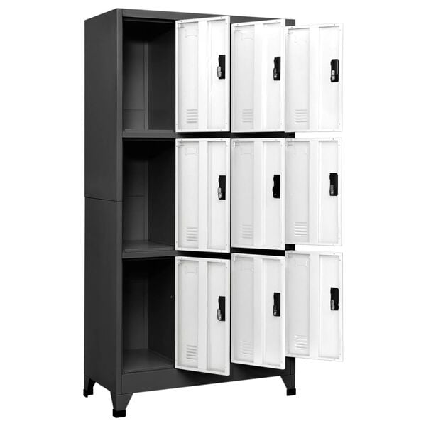 vidaXL Locker Cabinet Anthracite and White Steel Large Locker Cabinet