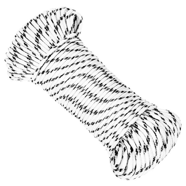 vidaXL Braided Boat Rope White 0.12 "x164.0 ' Polyester