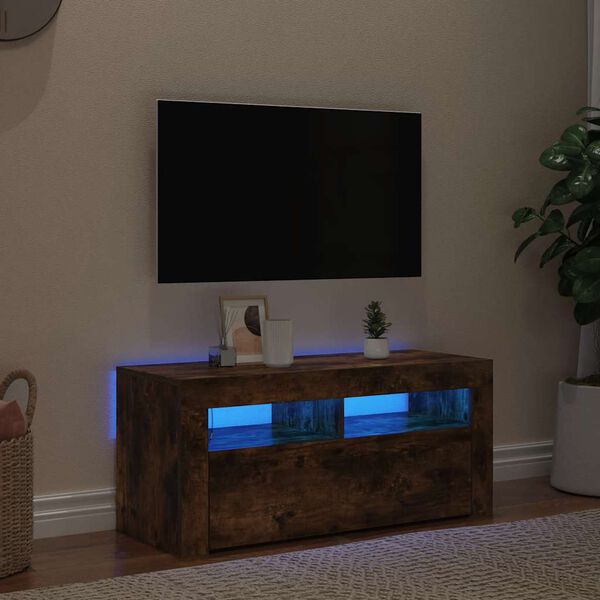 vidaXL TV Cabinet Smoked Oak Engineered wood TV Cabinet Rectangular