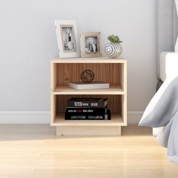 vidaXL Bedside Cabinet Brown Solid pine wood Medium Durable