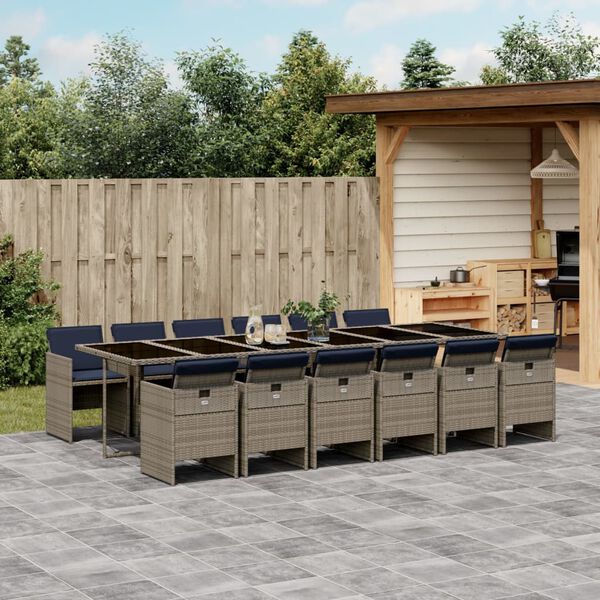vidaXL Patio Dining Set Set of 12 Grey