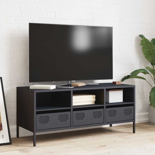 vidaXL TV Cabinet Anthracite Cold-rolled Steel Medium Adjustable Feet