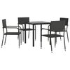 vidaXL Garden Dining Set Black Poly rattan and Steel Standard Stacking