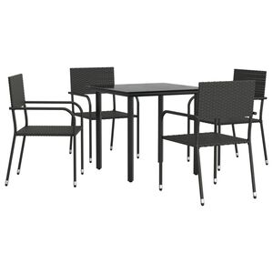 vidaXL Garden Dining Set Black Poly rattan and Steel Standard Stacking