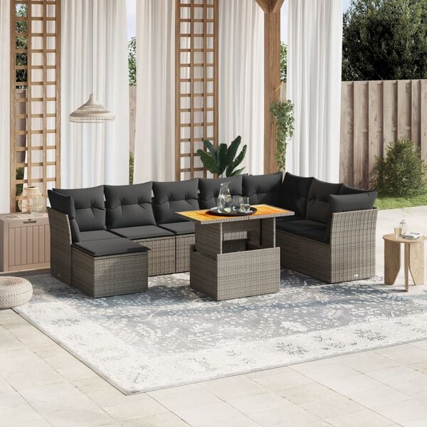 vidaXL Garden Sofa Set Grey