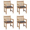 vidaXL Garden Chair Set of 4 Anthracite Smooth teak hardwood Medium