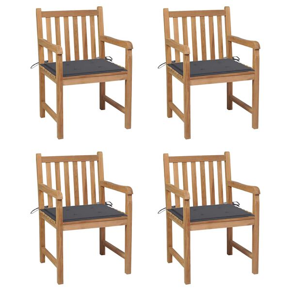 vidaXL Garden Chair Set of 4 Anthracite Smooth teak hardwood Medium