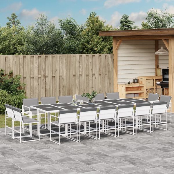 vidaXL Garden Dining Set White, Light Grey