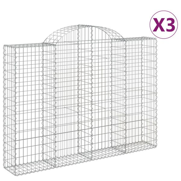 vidaXL Gabion Basket Set of 3 Silver Galvanized Iron Large