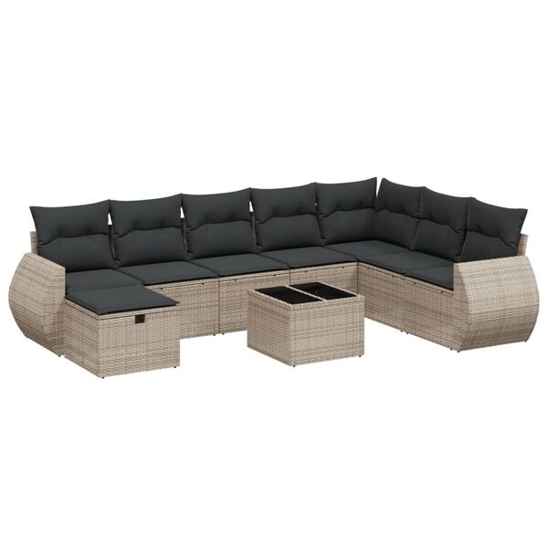 vidaXL Garden Sofa Set Grey Poly Rattan Large Modular Garden Sofa Set