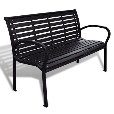 vidaXL Patio Bench 49.2" Steel and WPC Black