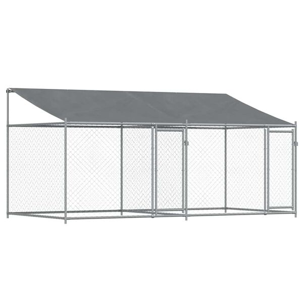 vidaXL Dog Cage Grey Galvanized Steel 157.5 x 78.7 x 78.7 in Durable