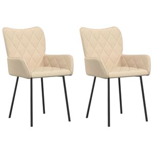 vidaXL Dining Chair Set of 2 Cream Polyester, Metal, Plywood Medium