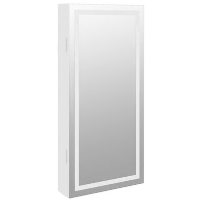 vidaXL Mirror Jewelry Cabinet with LED Lights Wall Mounted White