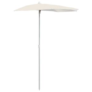 vidaXL Garden Parasol Sand Polyester fabric, Steel Medium Collapsible