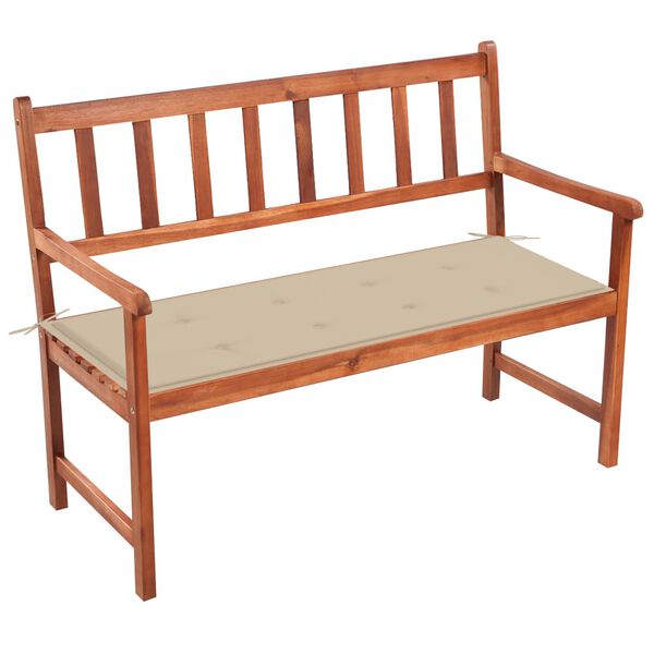 vidaXL Garden Bench Beige, Brown Solid Acacia wood, 100% polyester fabric