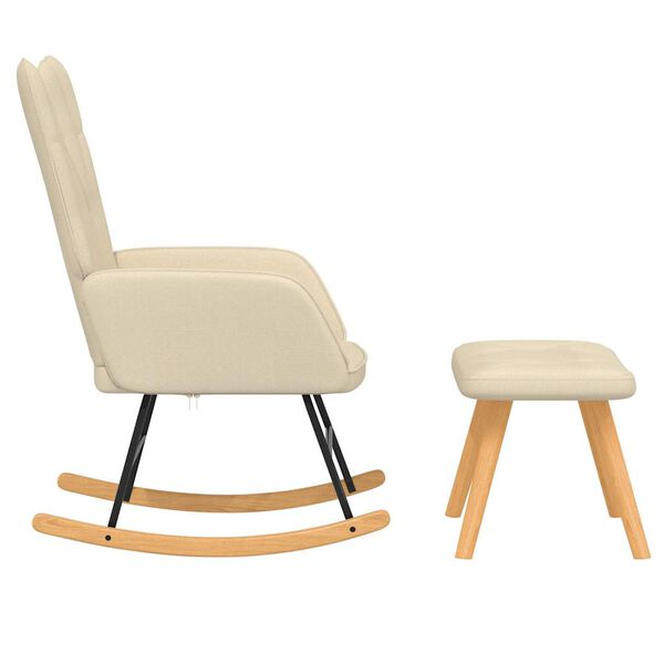 vidaXL Rocking Chair With Stool Cream