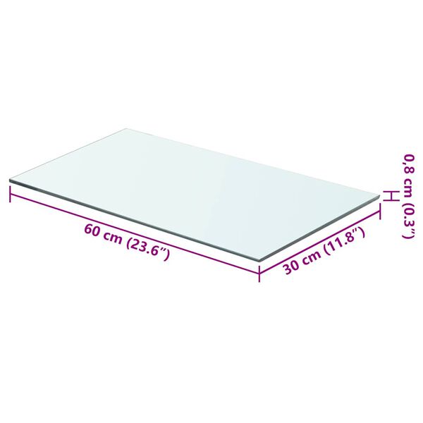 vidaXL Glass Panel Clear Tempered Glass 23.6 x 11.8 in Glass surface