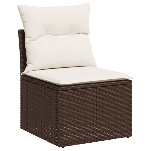 vidaXL Garden Sofa Set Brown PE Rattan 3-Seater Modular
