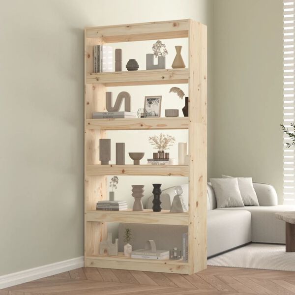 vidaXL Book Cabinet Pine Solid Pine Wood Medium Book Cabinet