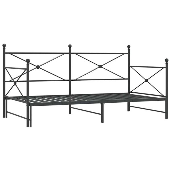 vidaXL Daybed With Trundle Black Steel 39.4 x 78.7 in