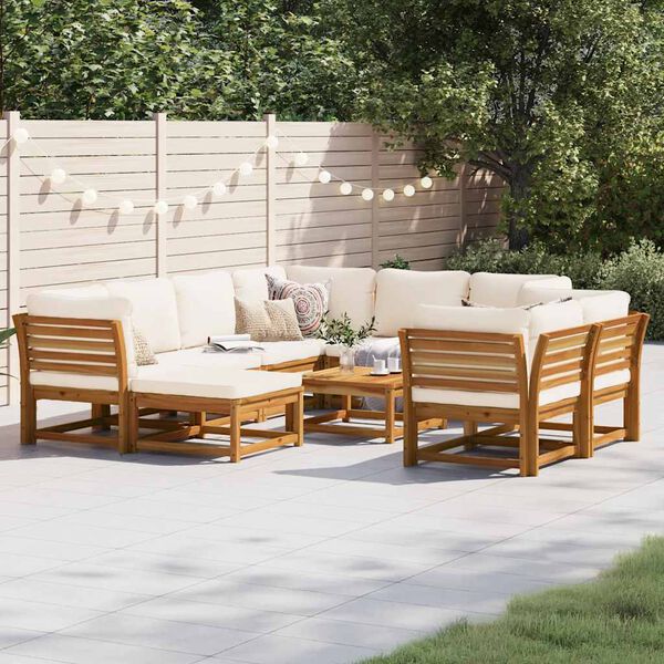vidaXL Garden Lounge Set Cream, Natural Wood Solid Acacia wood, Polyester