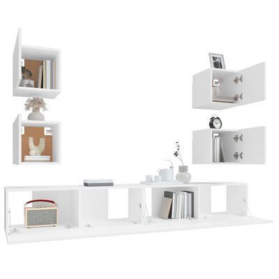 vidaXL 6 Piece TV Stand Set White Engineered Wood