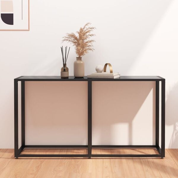 vidaXL Console Table Black Tempered glass, powder-coated steel