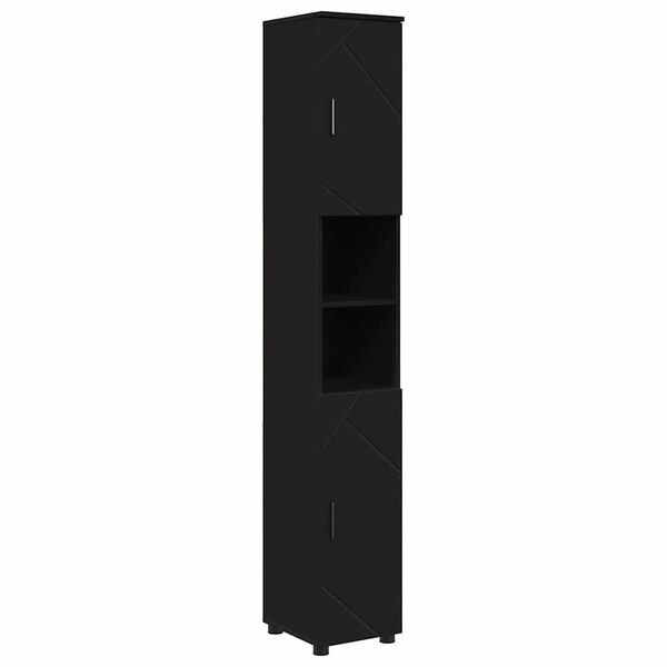 vidaXL Bathroom Cabinet with Storage Black 11.81 x 13.78 x 75.59 in