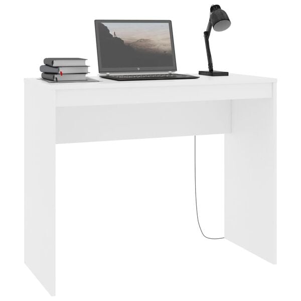 vidaXL Desk White Engineered Wood 35.4 x 15.7 x 28.3 in Sleek Desk