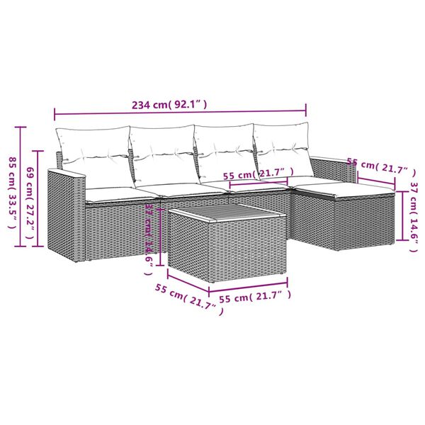 vidaXL Garden Sofa Set Grey