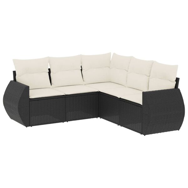 vidaXL Garden Sofa Set Black PE Rattan Standard Modular
