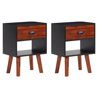vidaXL Solid Acacia Wood Bedside Cabinets 2 pcs 15.7"x11.8"x22.4"