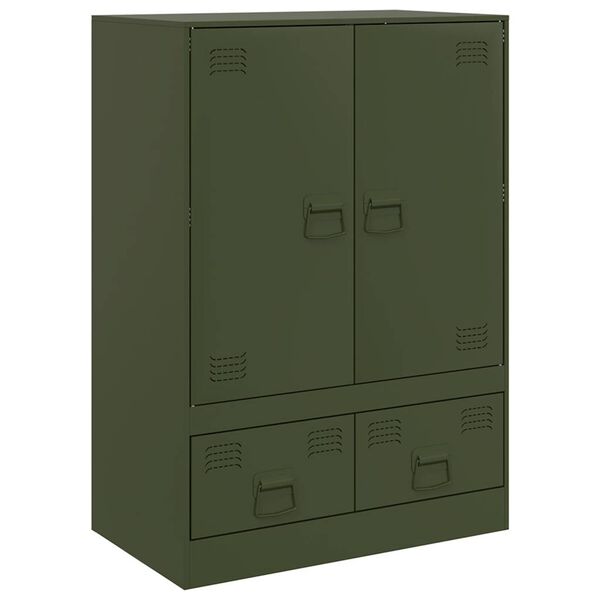 vidaXL Highboard Olive Green Cold-Rolled Steel 26.4x15.4x37.4 in