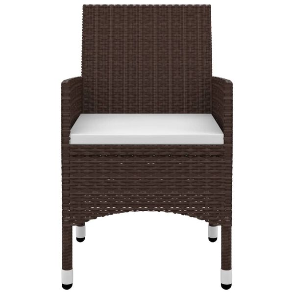 vidaXL Garden Dining Set Brown PE rattan 31.5 x 31.5 x 29.1 in