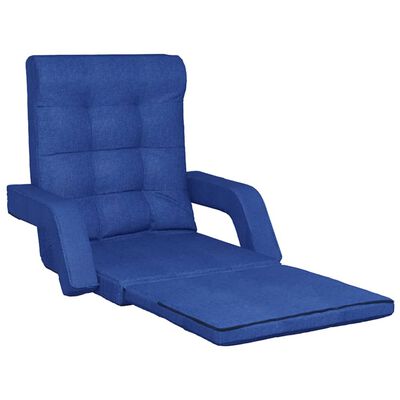 vidaXL Folding Floor Chair with Bed Function Blue Fabric