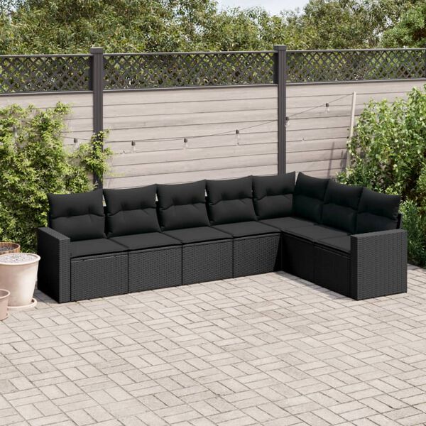 vidaXL Garden Sofa Set Black PE rattan Large Adjustable Feet