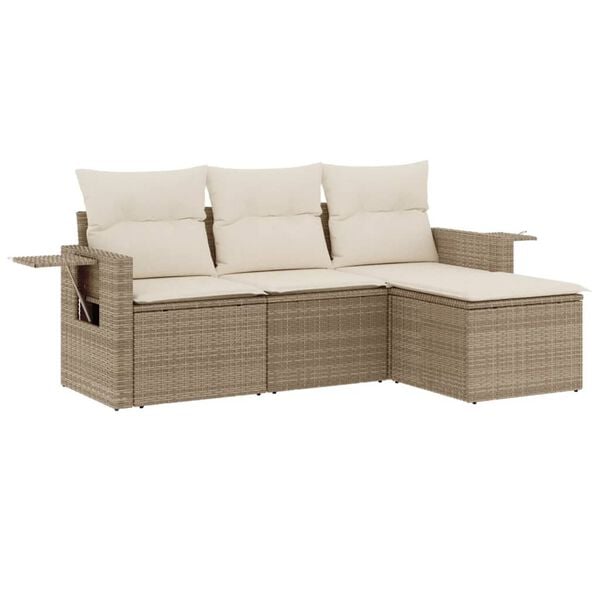 vidaXL Garden Sofa Set Beige PE rattan Modular Adjustable Armrests