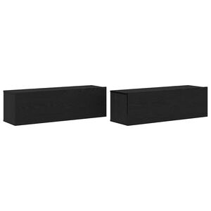 vidaXL TV Cabinet 2 pcs Black 39.37 x 11.81 x 11.81 in Engineered Wood