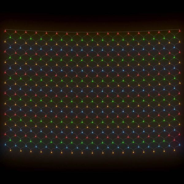 vidaXL LED Net Light Green frame with colorful lights PVC 9.8x9.8ft