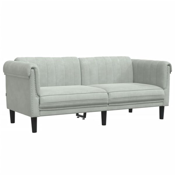 vidaXL Sofa Set Light Grey Velvet (100% polyester), plywood, solid wood